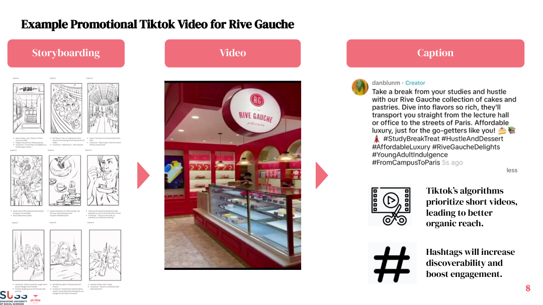 Proposed TikTok storyboard, promotional video and caption